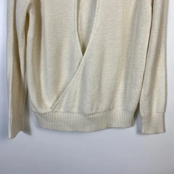 Zara Knit Cable Sweater Keyhole Back Ecru Size M - Picture 9 of 10